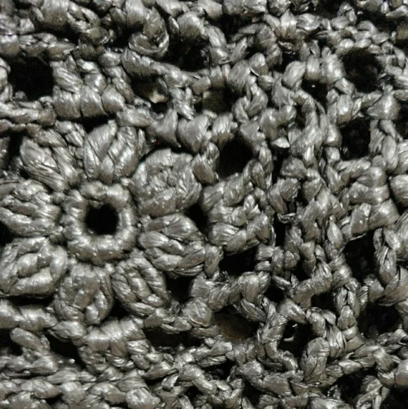 T/A EXCLUSIVE Black Handmade Crochet Plastic Tote Bag - Picture 4 of 5